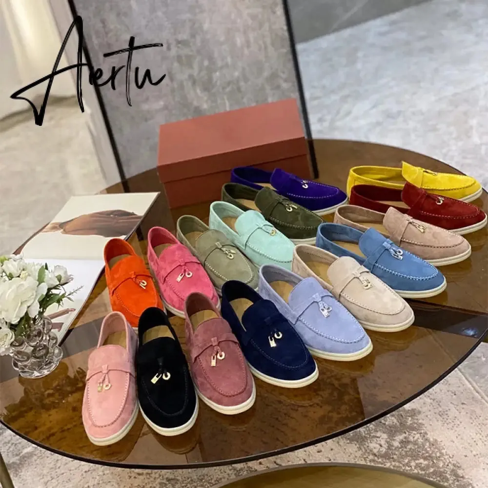 Aiertu Top Quality LP Spring Autumn New Round Head Flat Foot Pendant Ladies Fashion Comfortable Lok Fu Single Casual Women Shoes