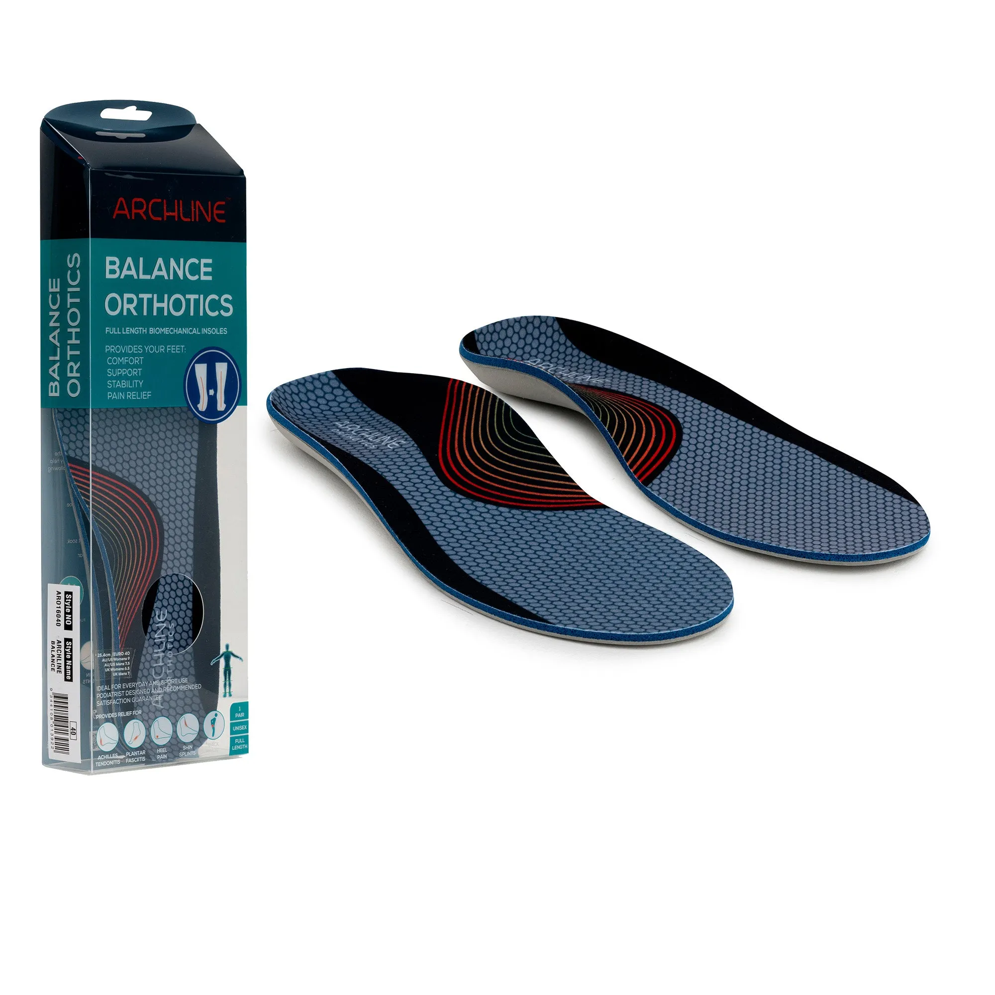 Archline Orthotic Insoles Balance – Full Length (Unisex) Plantar Fasciitis Foot Pain Relief