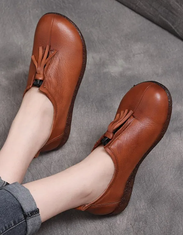 Autumn Handmade Retro Cow Tendon Women's Flats