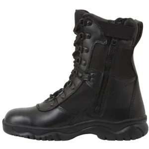 Black Public Safety Slip Resistant Forced Entry Tactical Boots with Side Zipper Leather 8 in.