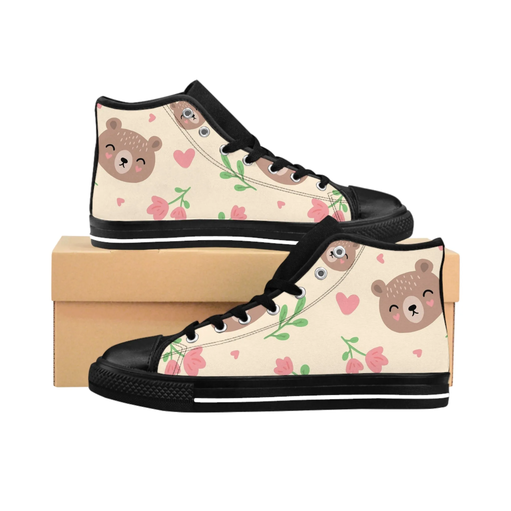 Brown Teddy Bear Women's Classic Sneakers