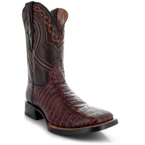 Caiman Hornback Print Cowboy Boots | Men's Square Toe Boots (H7005)