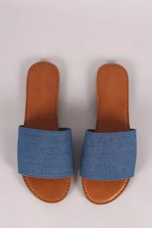 Denim Single Wide Band Slip-On Sandal