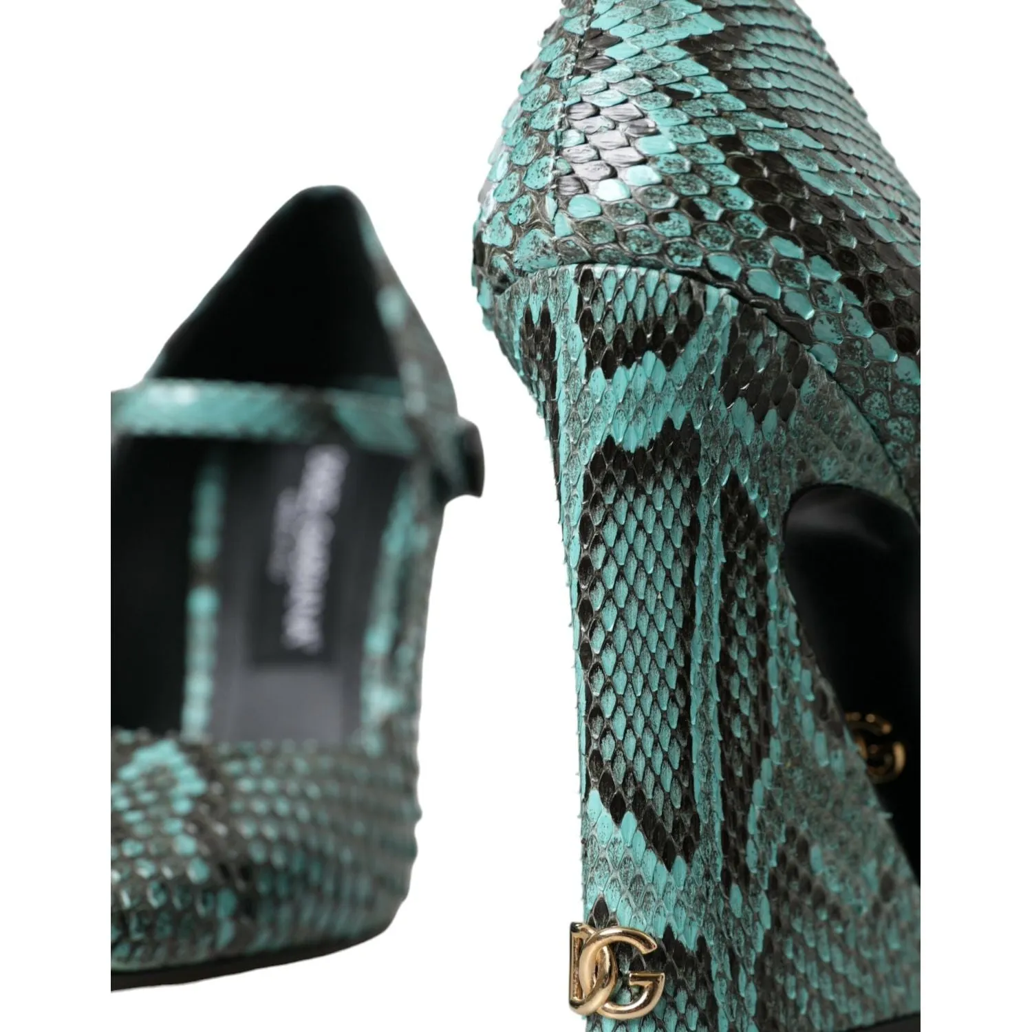 Dolce & Gabbana Aqua Python Leather Mary Jane Pumps Shoes