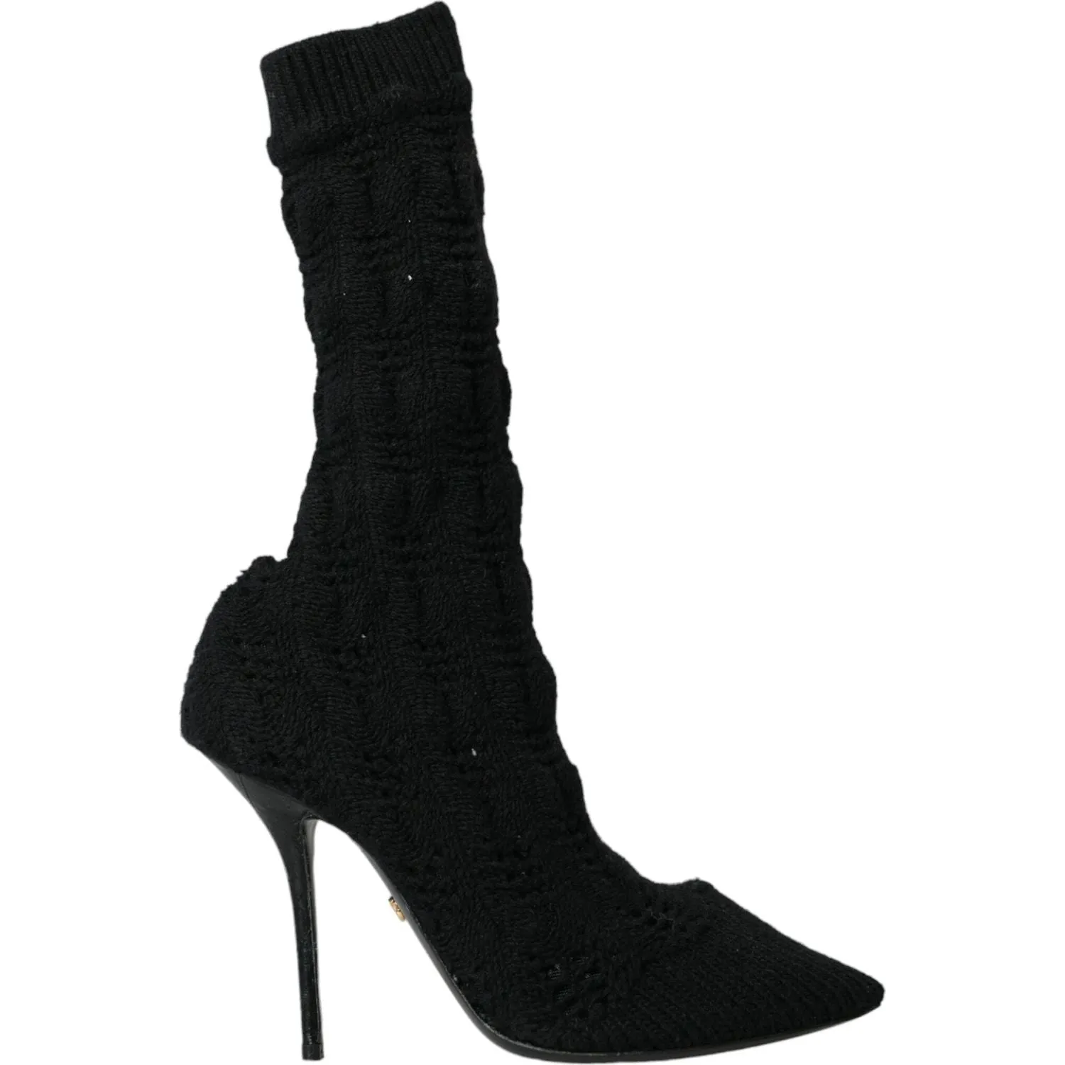 Dolce & Gabbana Black Stiletto Heels Mid Calf Boots Shoes