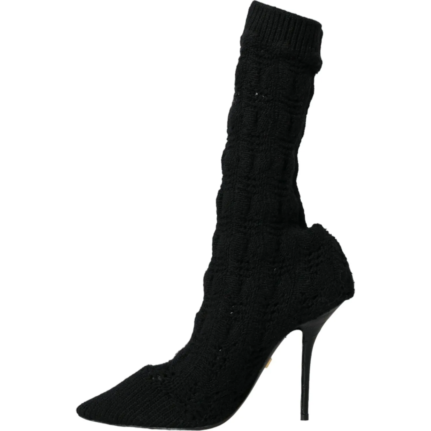 Dolce & Gabbana Black Stiletto Heels Mid Calf Boots Shoes