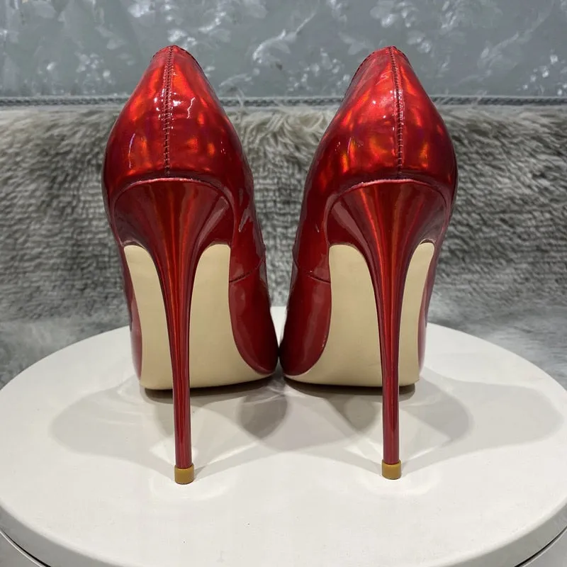 Laser Red Patent Leather 12 cm High Heel Stiletto's