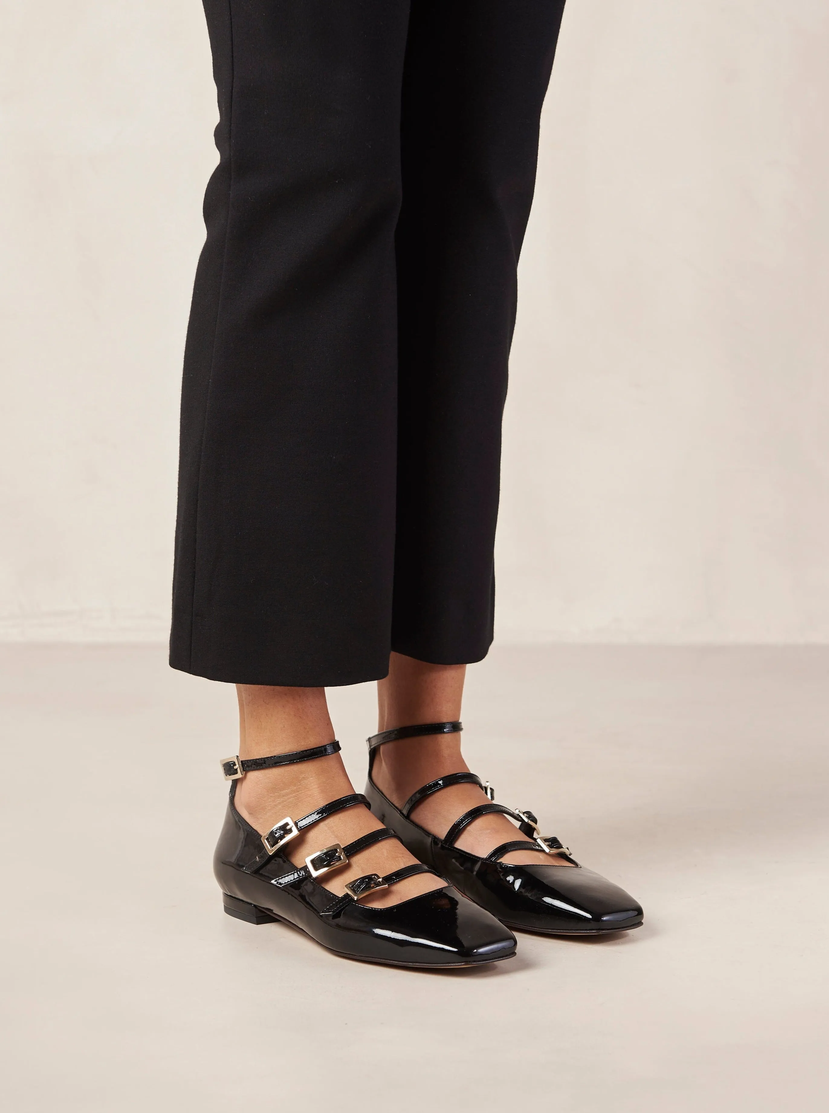 Luke Onix Black Leather Ballet Flats