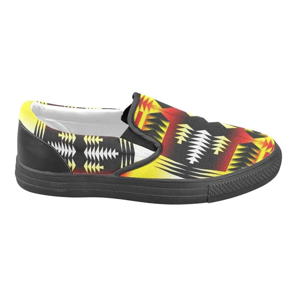 Medicine Wheel Strips Basketball Men's Unusual Slip-on Canvas Shoes