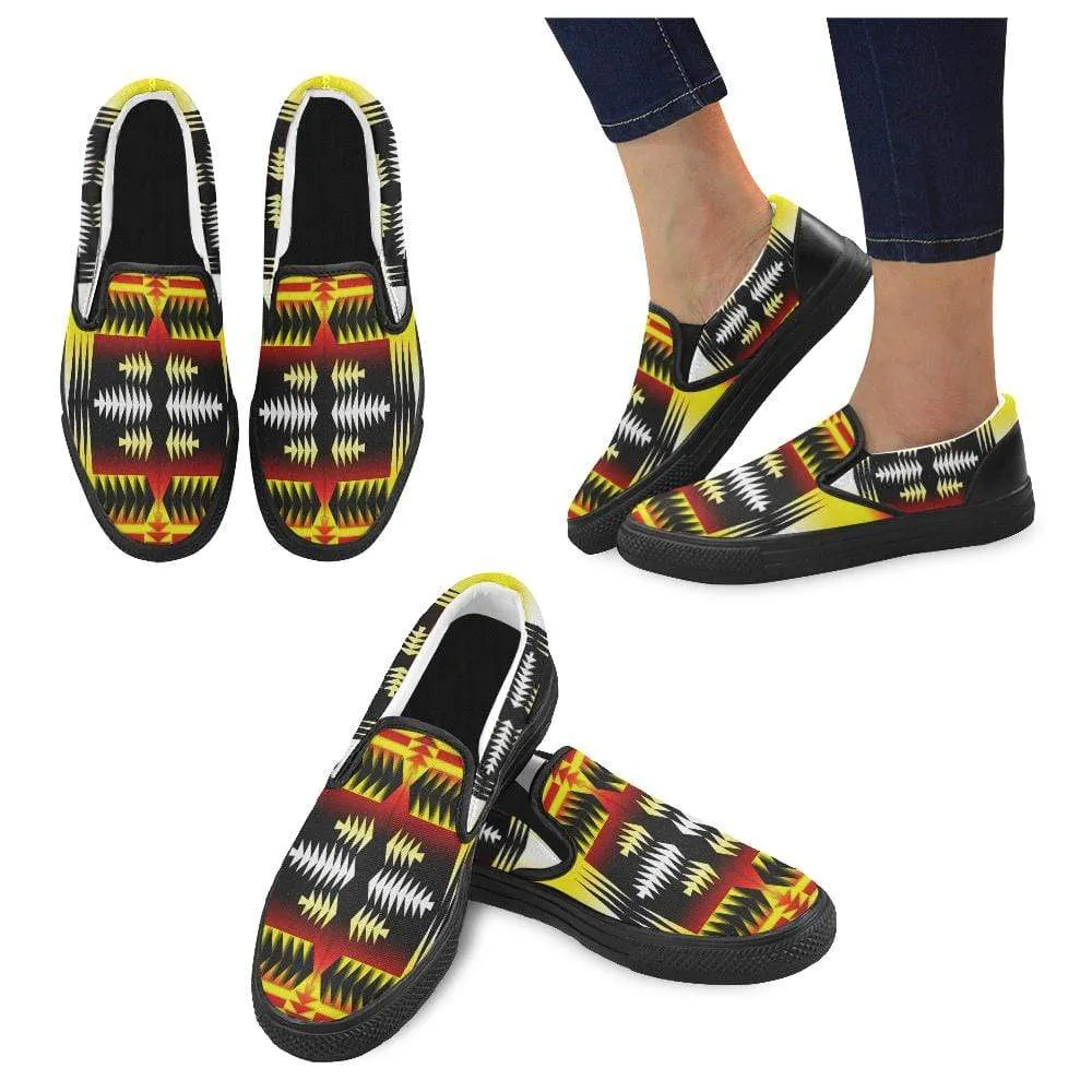 Medicine Wheel Strips Basketball Men's Unusual Slip-on Canvas Shoes