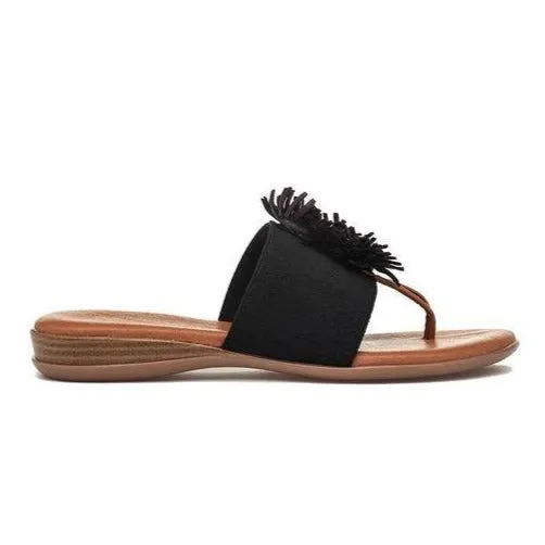 The Elastic Thong Puff Sandal in Black