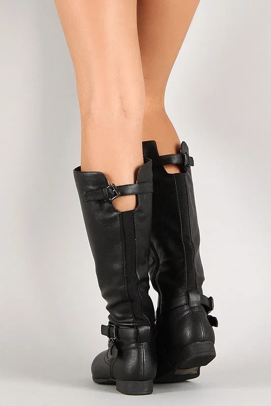 Thin Straps Almond Toe Mid Calf Boot