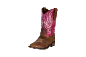 TuffRider Toddlers Arches Flame Embroidered Pink Shaft Square Toe Western Boots