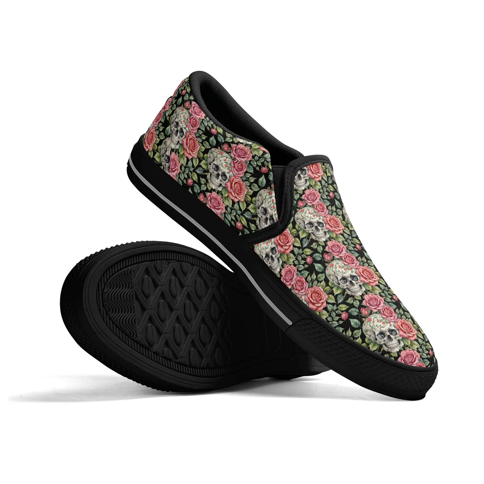 Womens Pink Skull Rubber Slip On Shoes