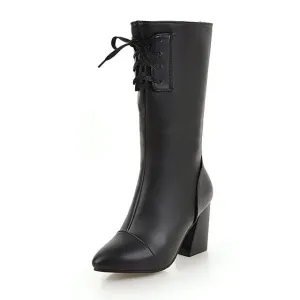 Zip Up Woman High Heels mid-calf Boots